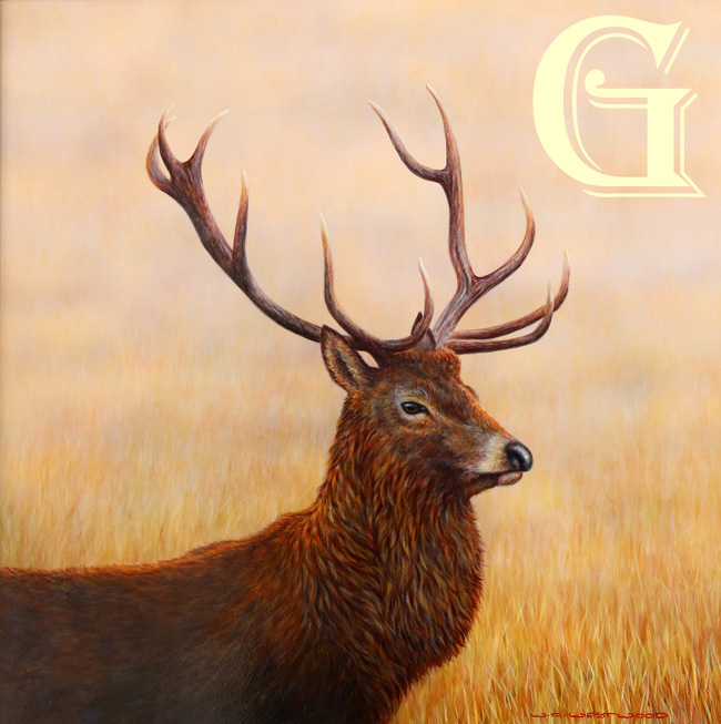 WAYNE WESTWOOD, original oil painting, AUTUMN STAG